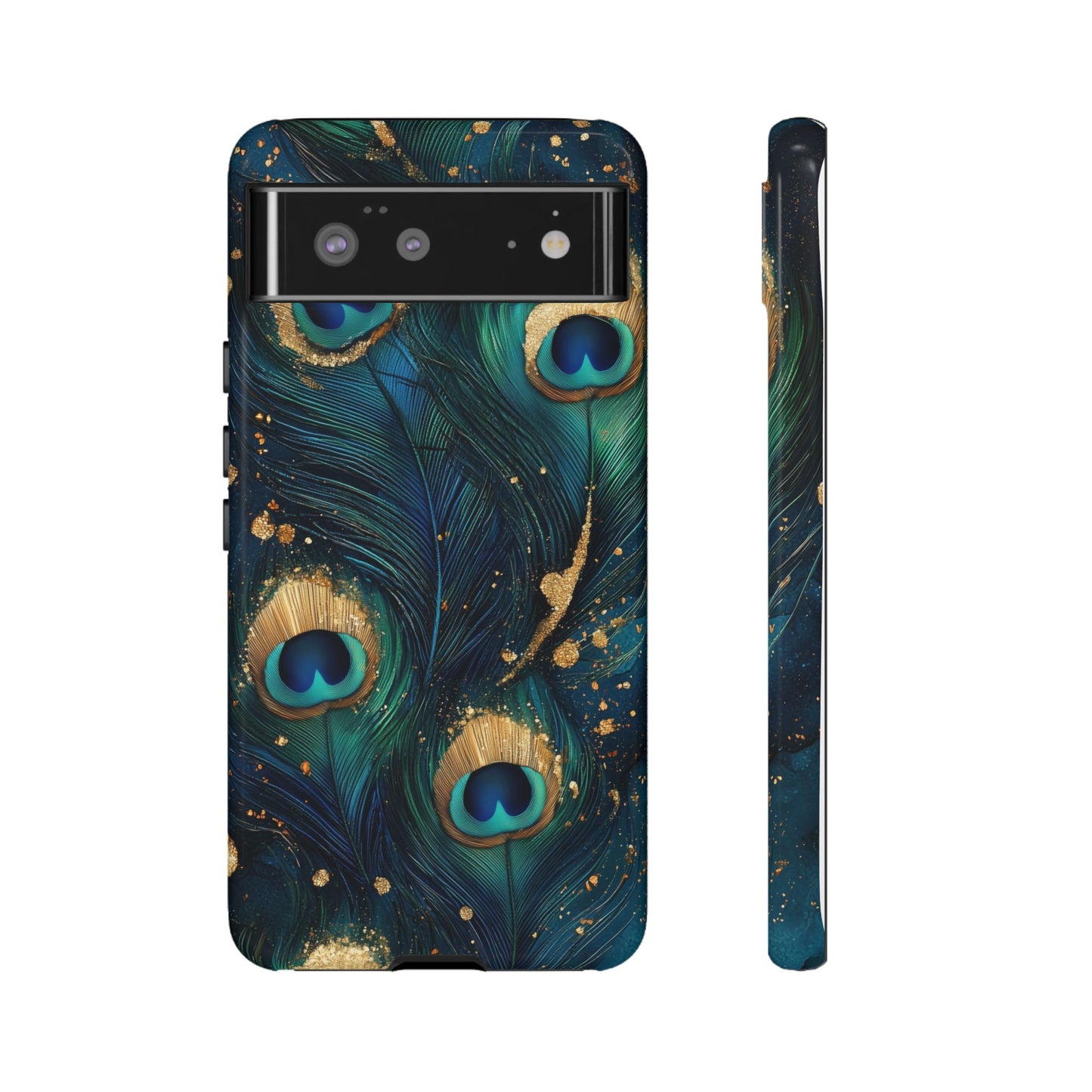 Elegant Peacock Feather Luxe Phone Case for iPhone, Samsung & Google Pixel