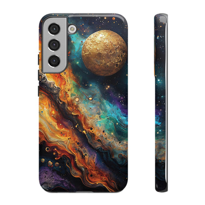 Cosmic Abstract Artwork With Dynamic Swirling Fluid Patterns phone case design.