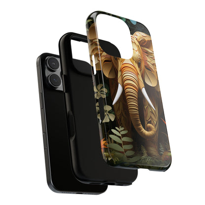 Golden Jungle Elephant Mobile Cover – Intricate Paper Art Design