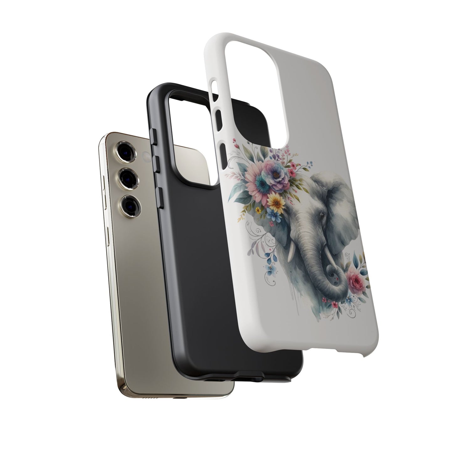 Floral Elephant Mobile Cover – Elegant Watercolor Art