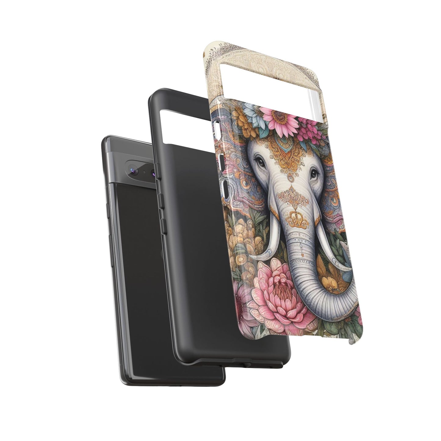 Elegant Floral Elephant Mobile Cover – Royal Mandala Art