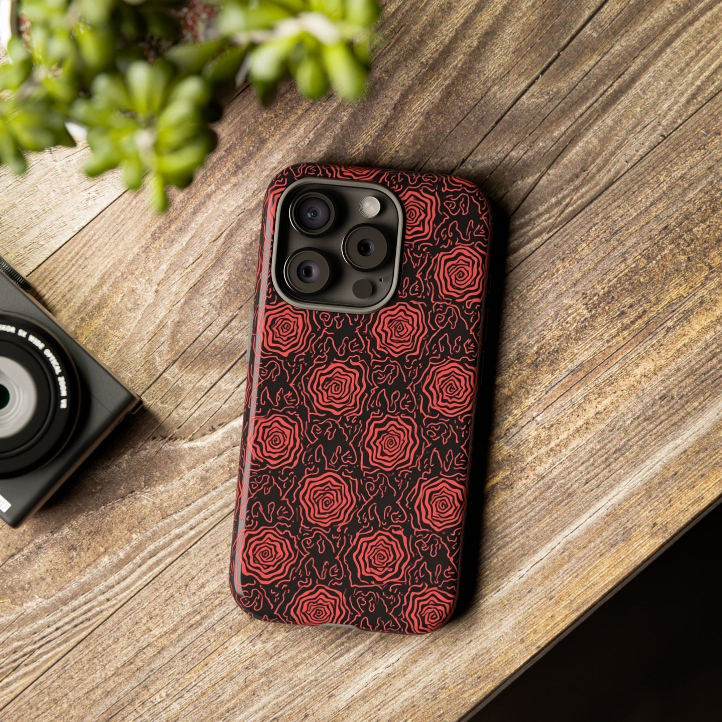 Red roses abstract geometric seamless pattern design