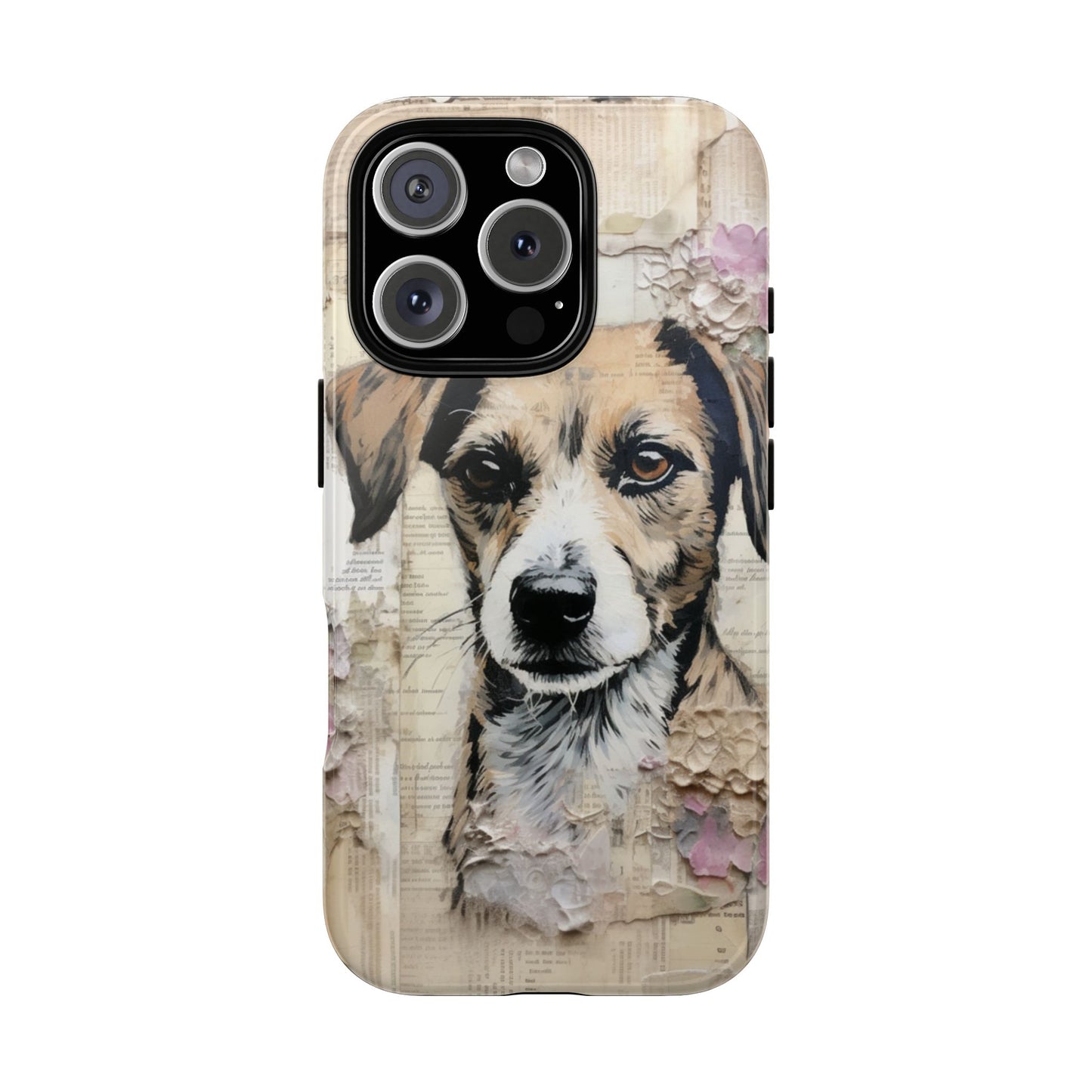 Vintage Collage Dog Portrait Mobile Cover – Artistic Mixed Media Design