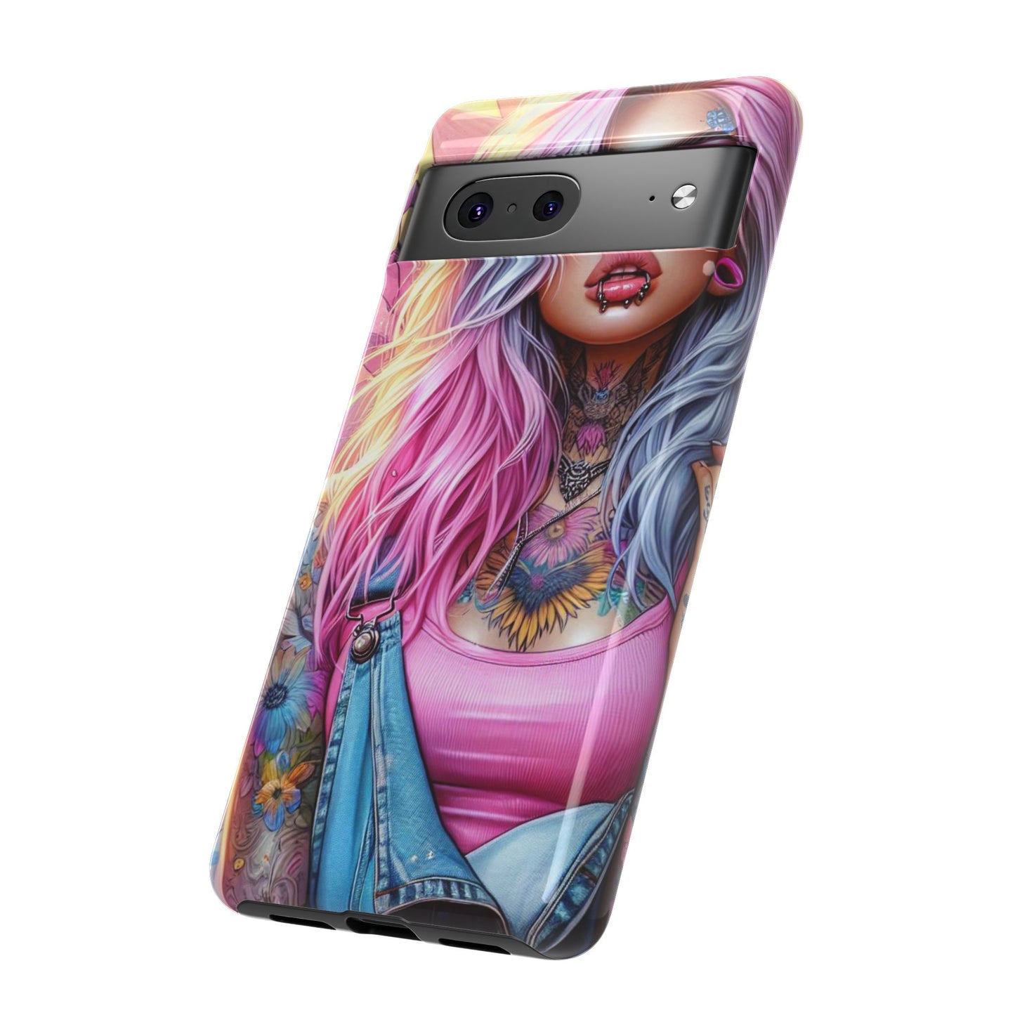 Sunset Glow – Pastel Punk & Floral Ink Mobile Cover