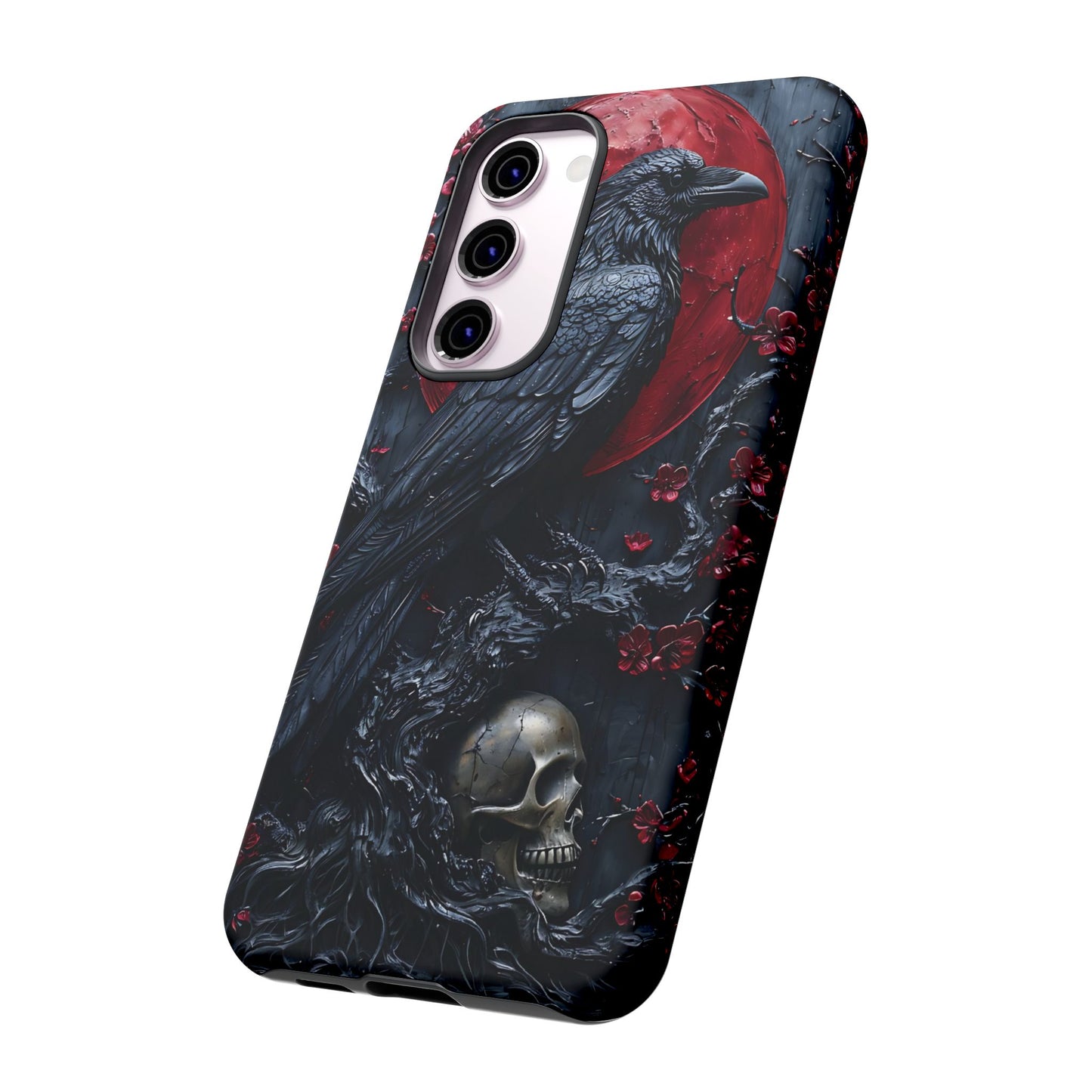 Gothic Sculpture Of Raven On Charcoal Tree Branch phone case design