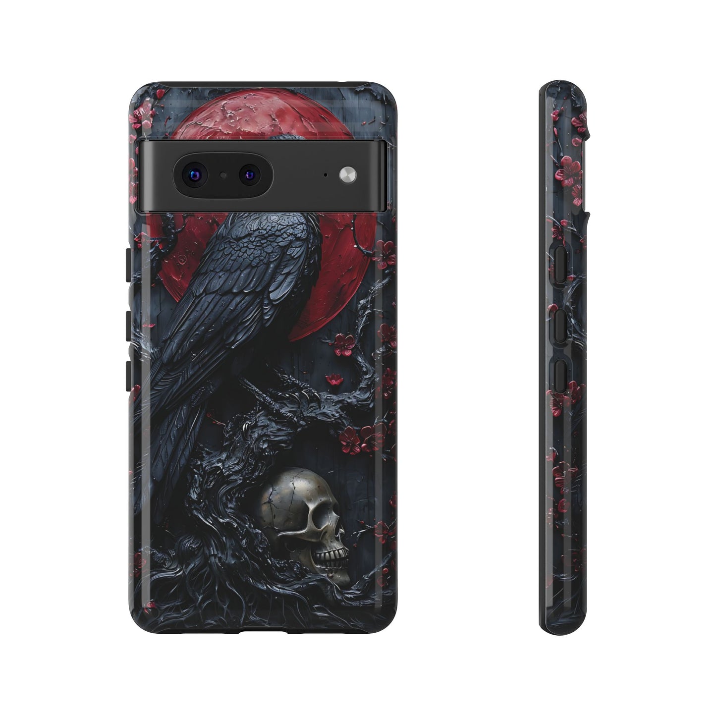 Gothic Sculpture Of Raven On Charcoal Tree Branch phone case design