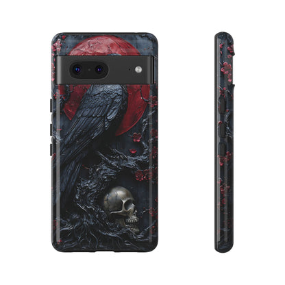 Gothic Sculpture Of Raven On Charcoal Tree Branch phone case design