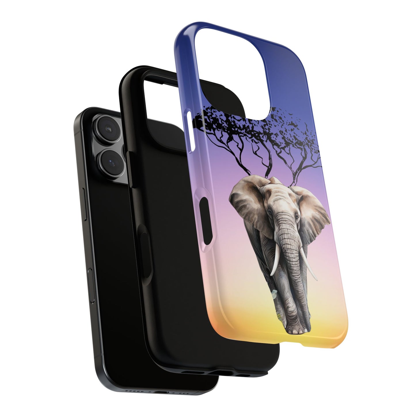 Surreal Elephant Tree Mobile Cover – Dreamy Sunset Fantasy