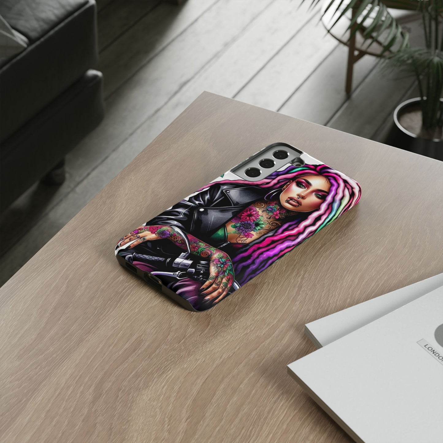Neon Rebel – Vibrant Biker Queen Mobile Cover