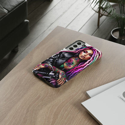 Neon Rebel – Vibrant Biker Queen Mobile Cover