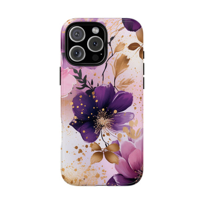 Luxury Purple & Gold Floral Aesthetic Mobile Case
