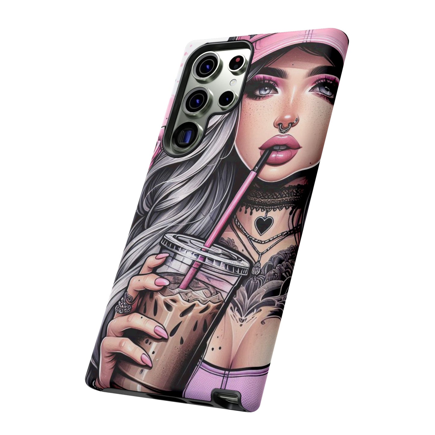 Pink Aesthetic Rebel – Iced Coffee & Inked Beauty Mobile Cover