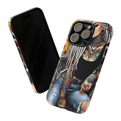 Sunflower Biker Queen – Bohemian Tattooed Rebel Mobile Cover