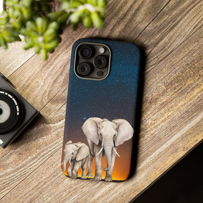 Starry Safari Elephant Family Mobile Cover – Cosmic Wildlife Aesthetic