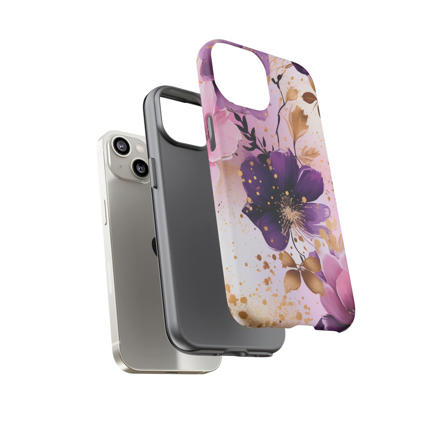 Luxury Purple & Gold Floral Aesthetic Mobile Case