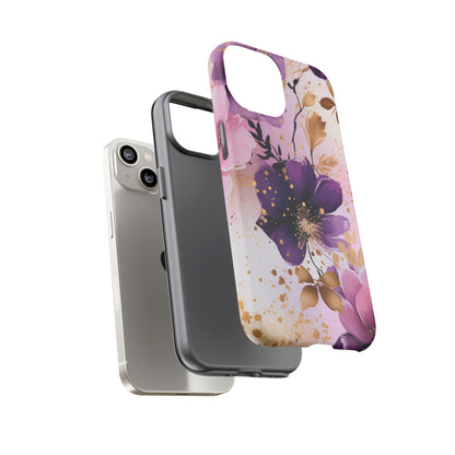 Luxury Purple & Gold Floral Aesthetic Mobile Case