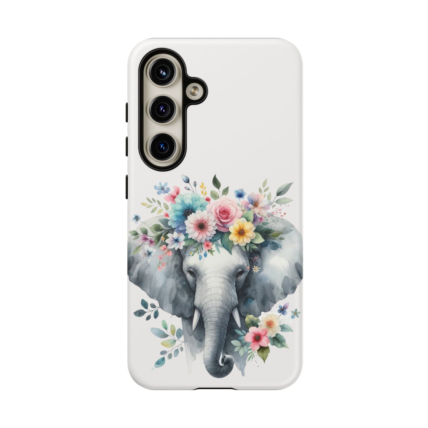 Floral Crown Elephant Mobile Cover – Elegant Watercolor Art
