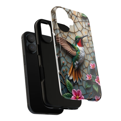Vivid Hummingbird with Blossoming Branches | Artistic Mosaic Style