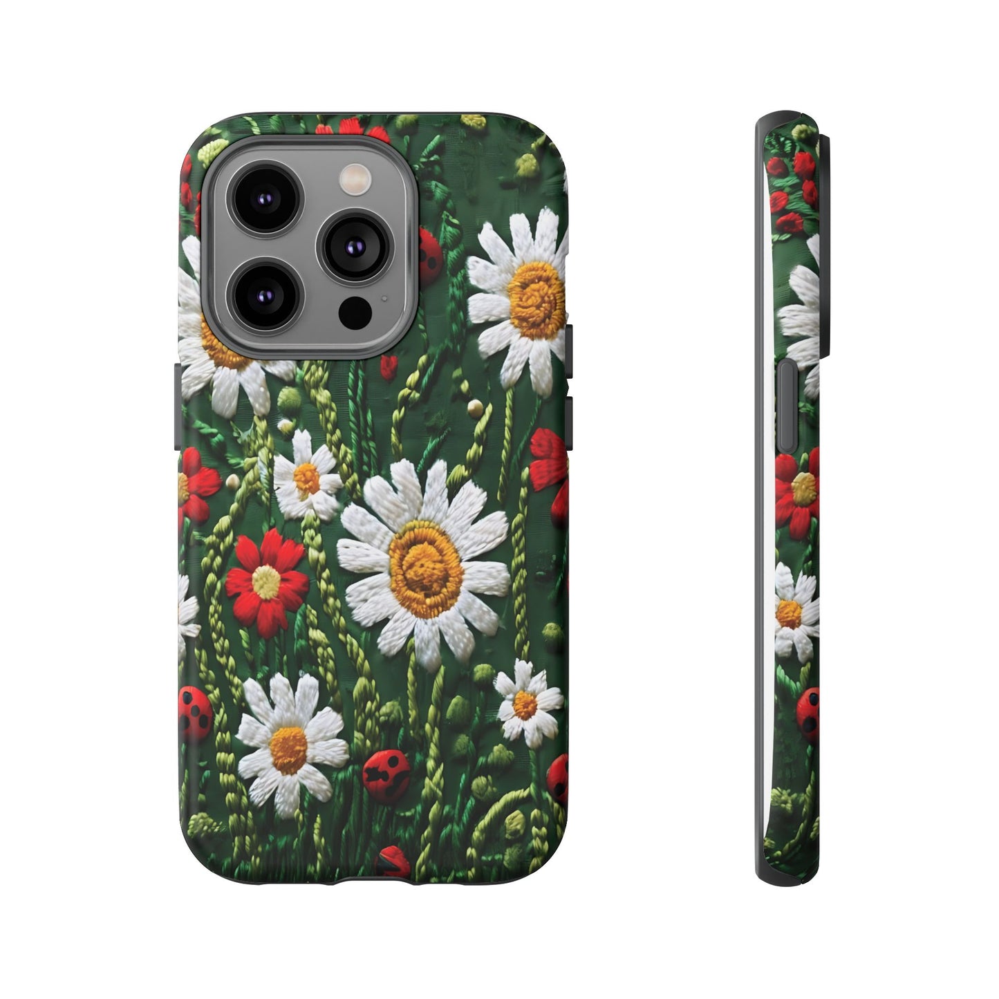 Knitted Pattern With Diamonds And Festive Motifs On Navy phone case design.