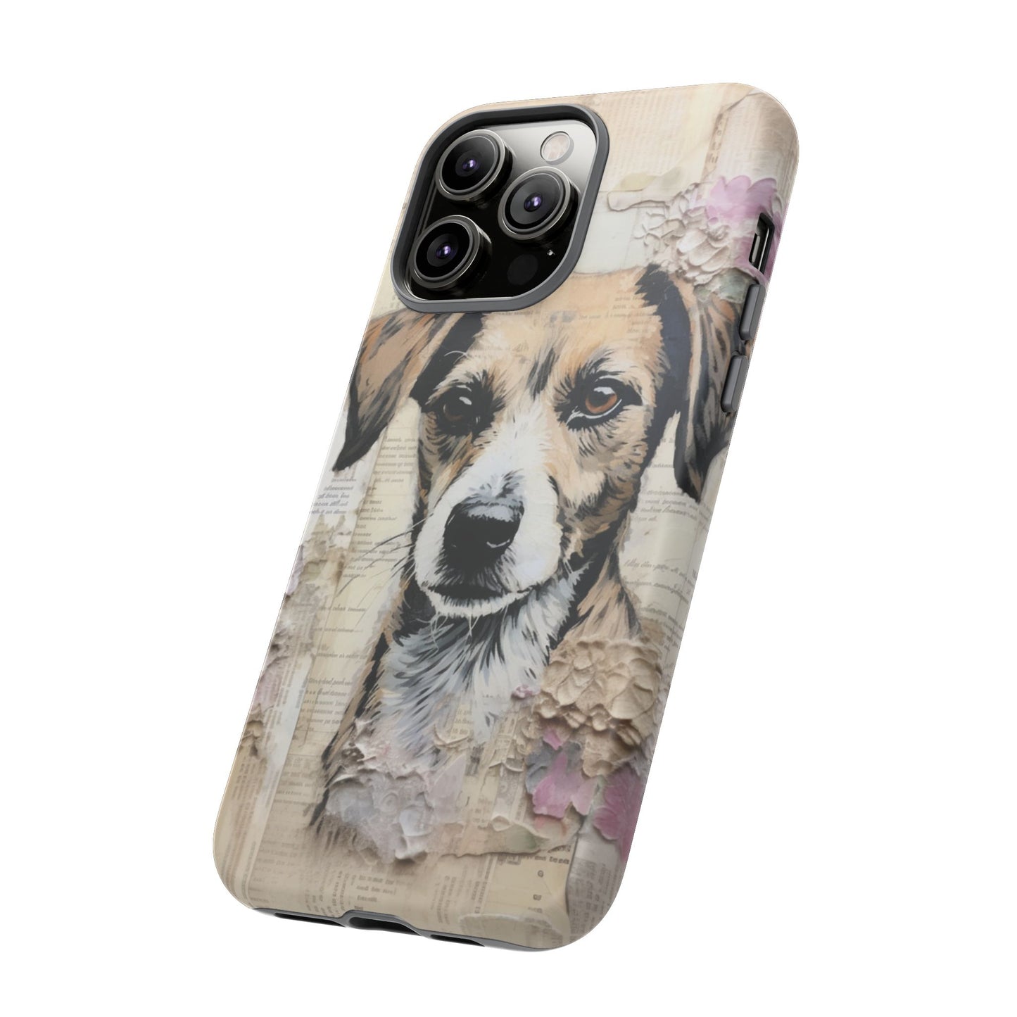 Vintage Collage Dog Portrait Mobile Cover – Artistic Mixed Media Design