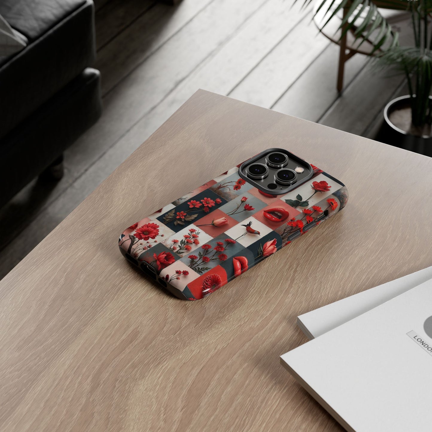 Red Flowers & Lips Collage Phone Case