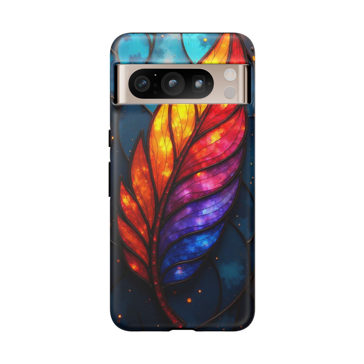 Vivid Feather: Stained Glass Abstract Art