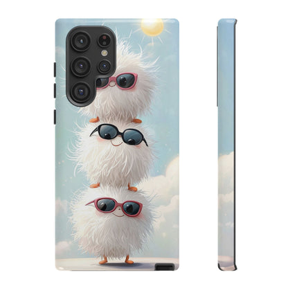 Fluffy Anime Phone Case – Cute Kawaii Fuzzy Creatures, Aesthetic Pastel Art, Soft Cloudy Background, iPhone, Samsung & Google Pixel Case