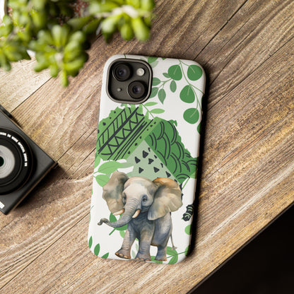 Playful Baby Elephant Mobile Cover – Tropical Boho Art