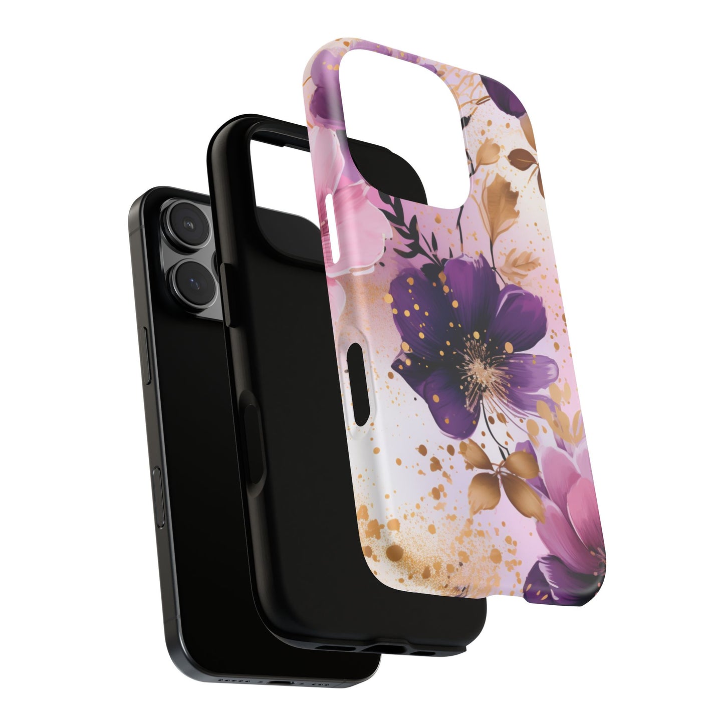 Luxury Purple & Gold Floral Aesthetic Mobile Case