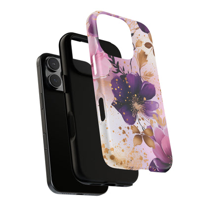 Luxury Purple & Gold Floral Aesthetic Mobile Case