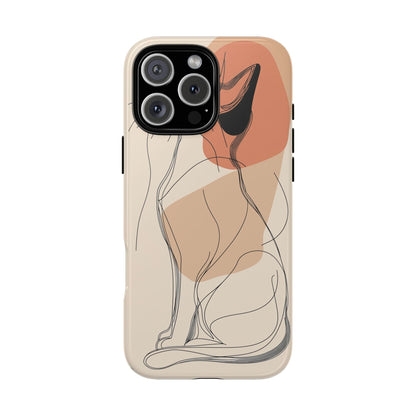 Graceful Cat Outline: Abstract Whiskered Beauty Phone Case for iPhone, Samsung & Pixel