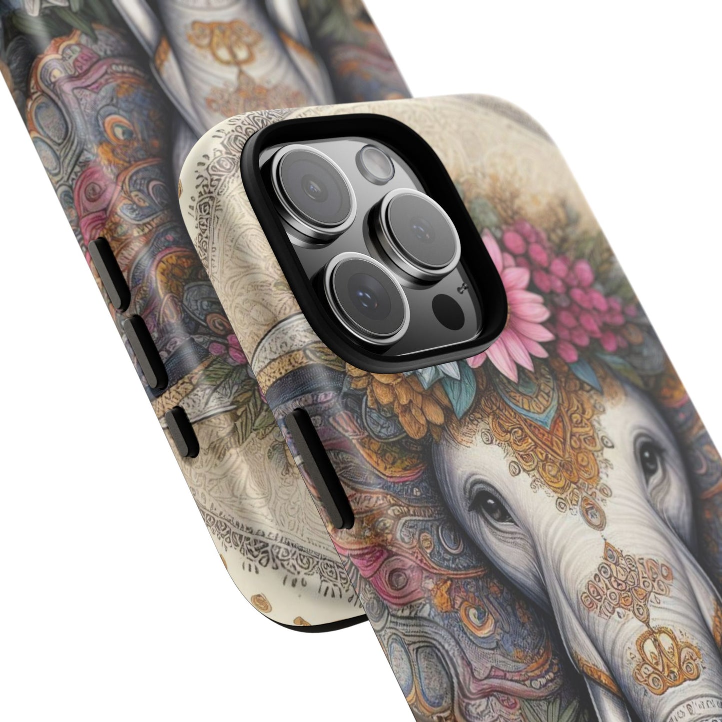 Elegant Floral Elephant Mobile Cover – Royal Mandala Art