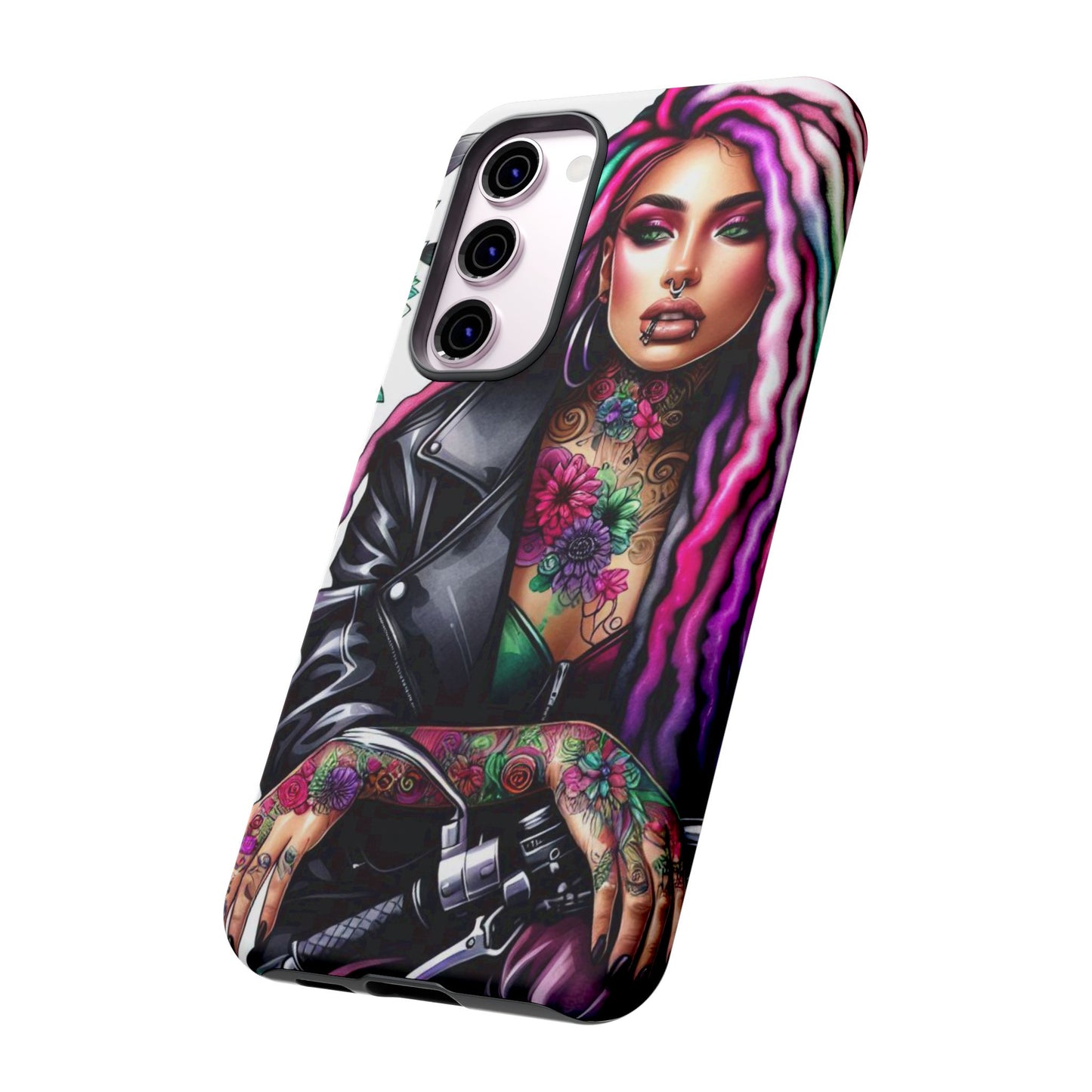 Neon Rebel – Vibrant Biker Queen Mobile Cover