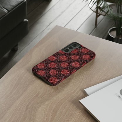 Red roses abstract geometric seamless pattern design