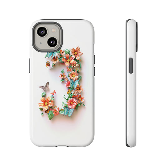 Floral Letter J Phone Case – Personalized Aesthetic Cover for iPhone, Samsung & Google Pixel