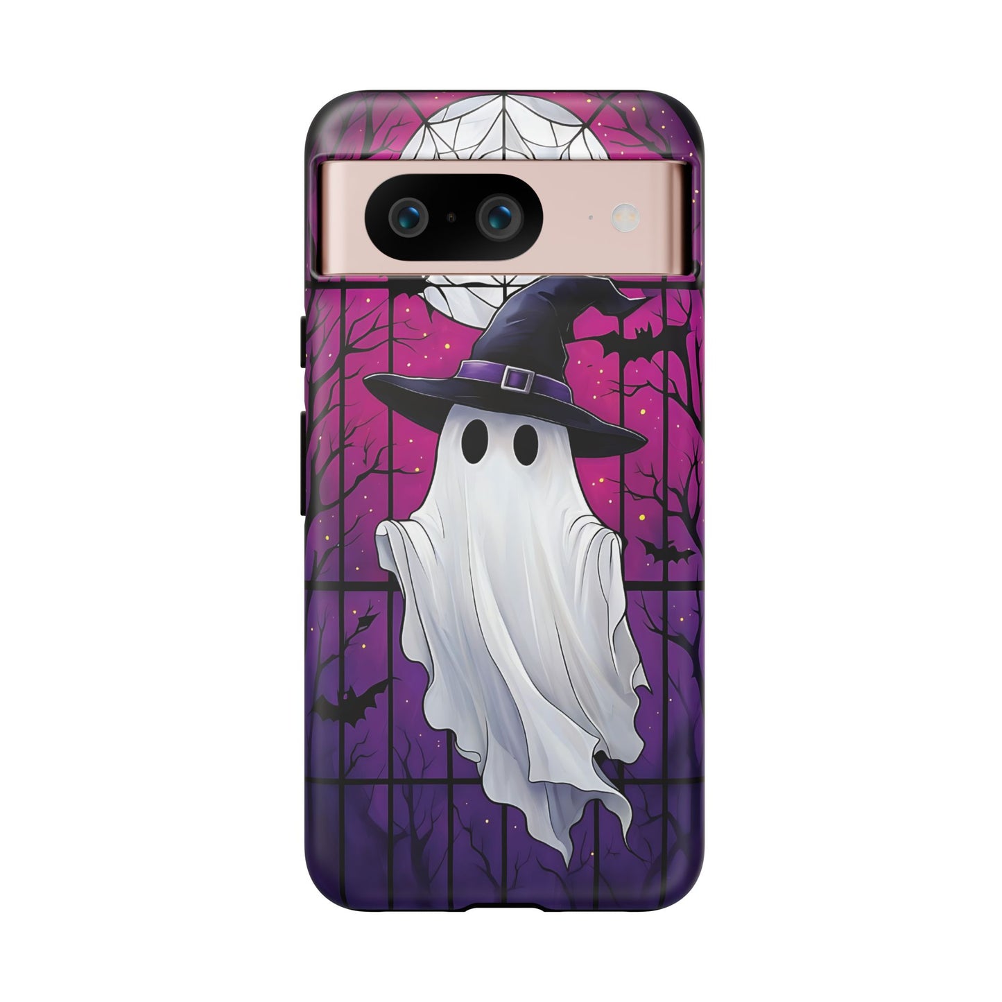 Stylized Halloween Illustration of a Ghost in Stained Glass  phone case design.