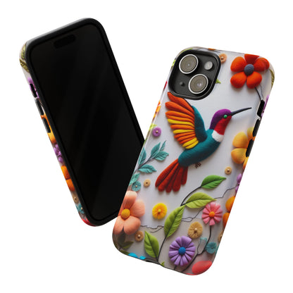 Embroidered Hummingbird with Floral Design | Nature's Elegant Stitch | iPhone 16 Pro