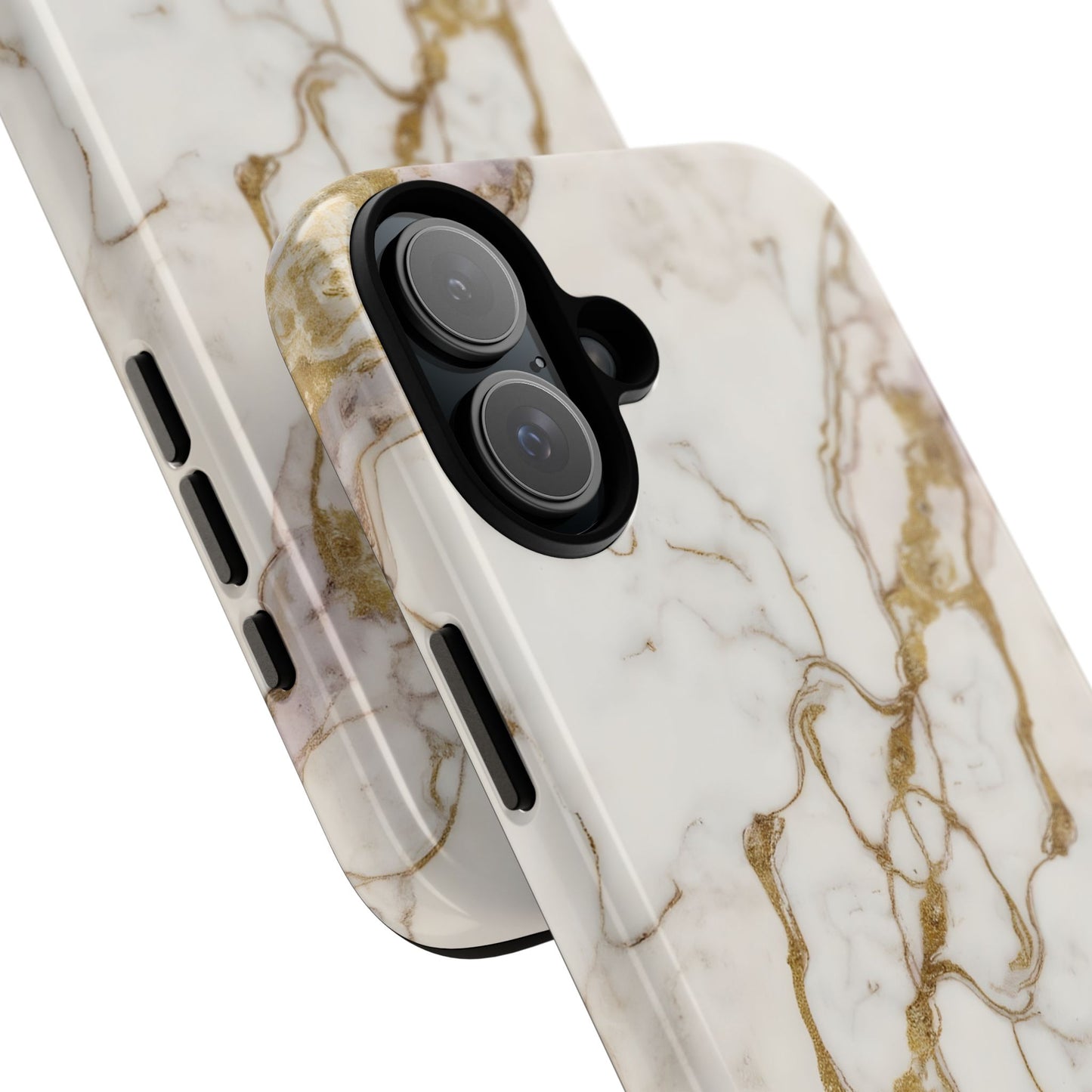 Elegant White and Gold Marble Case Design