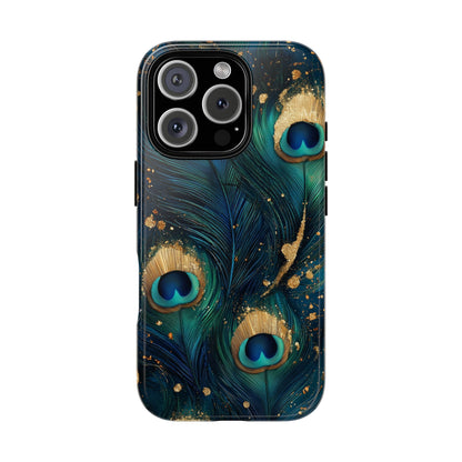 Elegant Peacock Feather Luxe Phone Case for iPhone, Samsung & Google Pixel