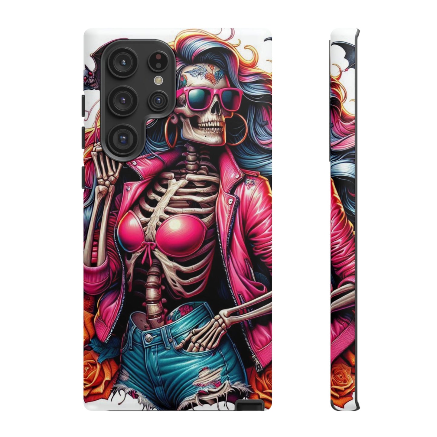 Neon Bones – Retro Skeleton & Vibrant Punk Aesthetic Mobile Cover
