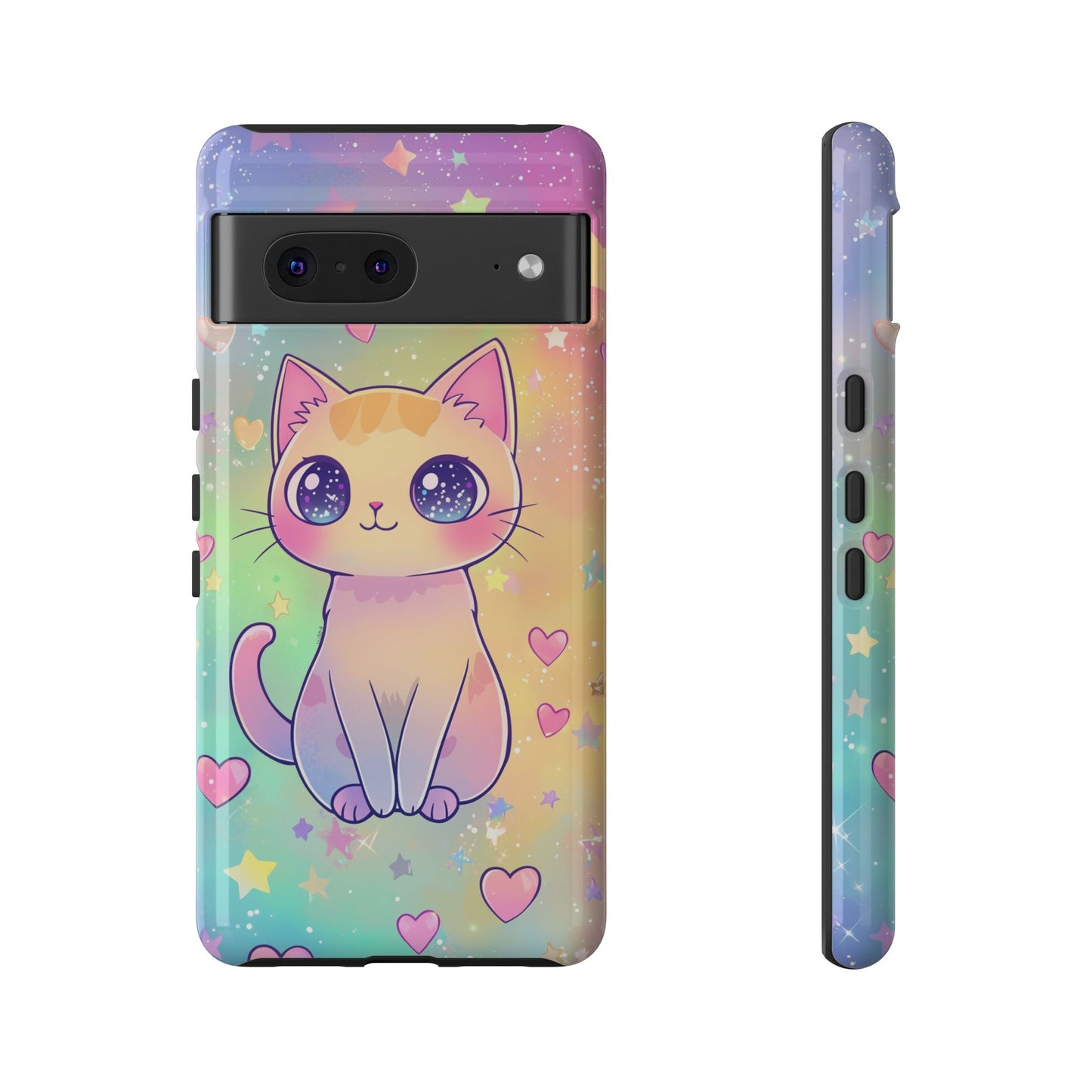 Rainbow Galaxy Cat Phone Case – Cute Anime Aesthetic for iPhone, Google Pixel & Samsung