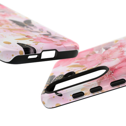 Pink Blossom & Gold Butterfly Mobile Case