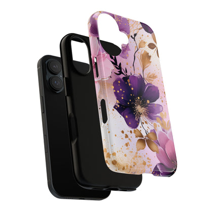 Luxury Purple & Gold Floral Aesthetic Mobile Case