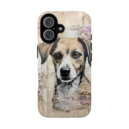 Vintage Collage Dog Portrait Mobile Cover – Artistic Mixed Media Design