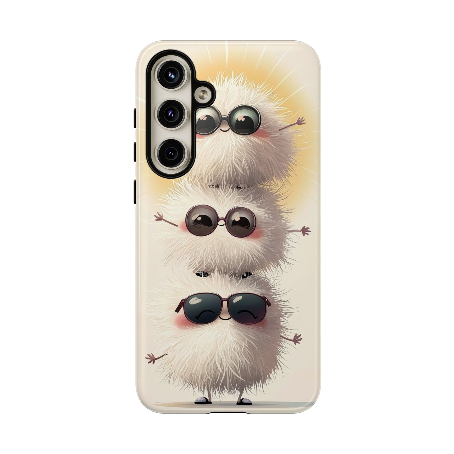 Stacked Fluff Squad Phone Case – Kawaii Anime Creatures with Sunglasses, iPhone, Samsung & Google Pixel Case