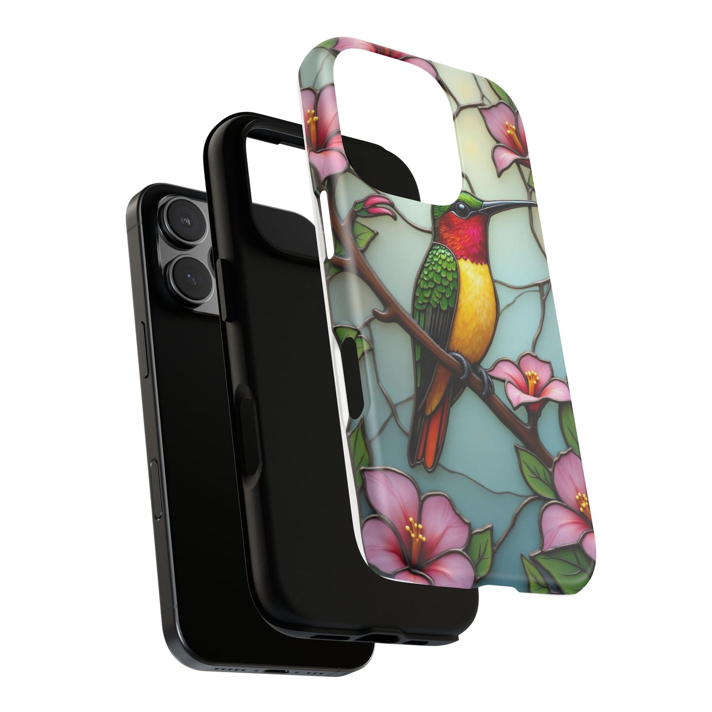 Elegant Hummingbird with Floral Mosaic | Artistic Nature Design