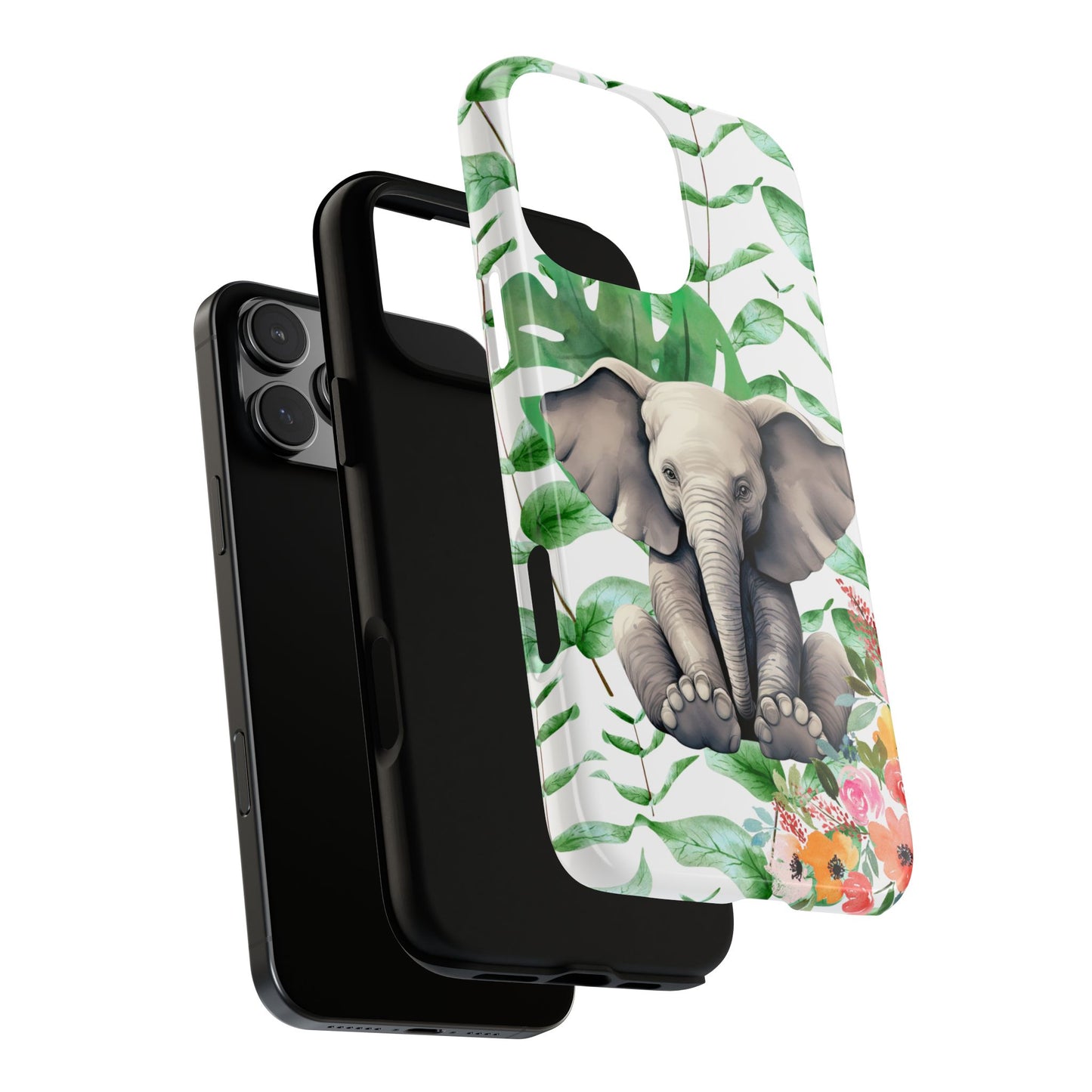 Cute Baby Elephant Mobile Cover – Floral & Tropical Aesthetic