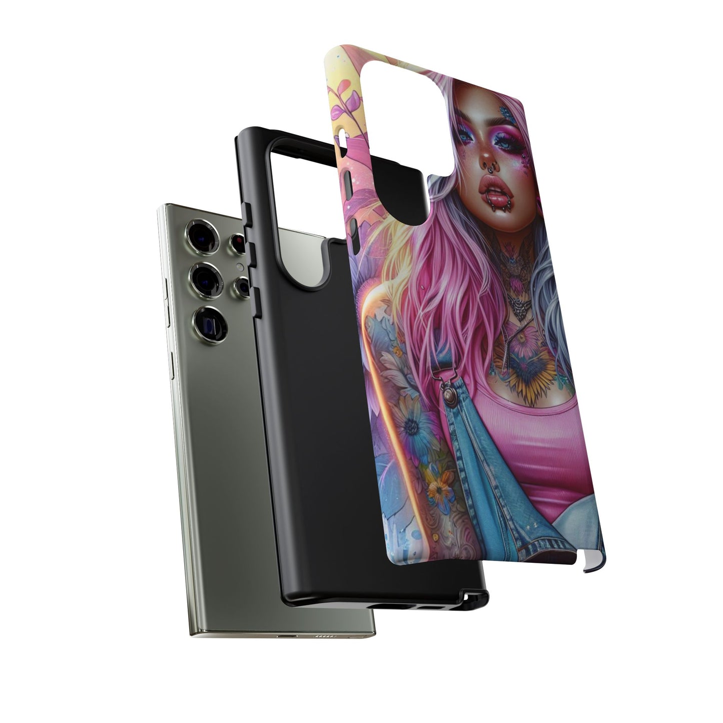 Sunset Glow – Pastel Punk & Floral Ink Mobile Cover