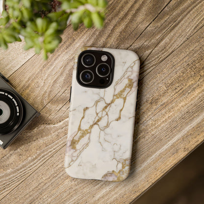 Elegant White and Gold Marble Case Design