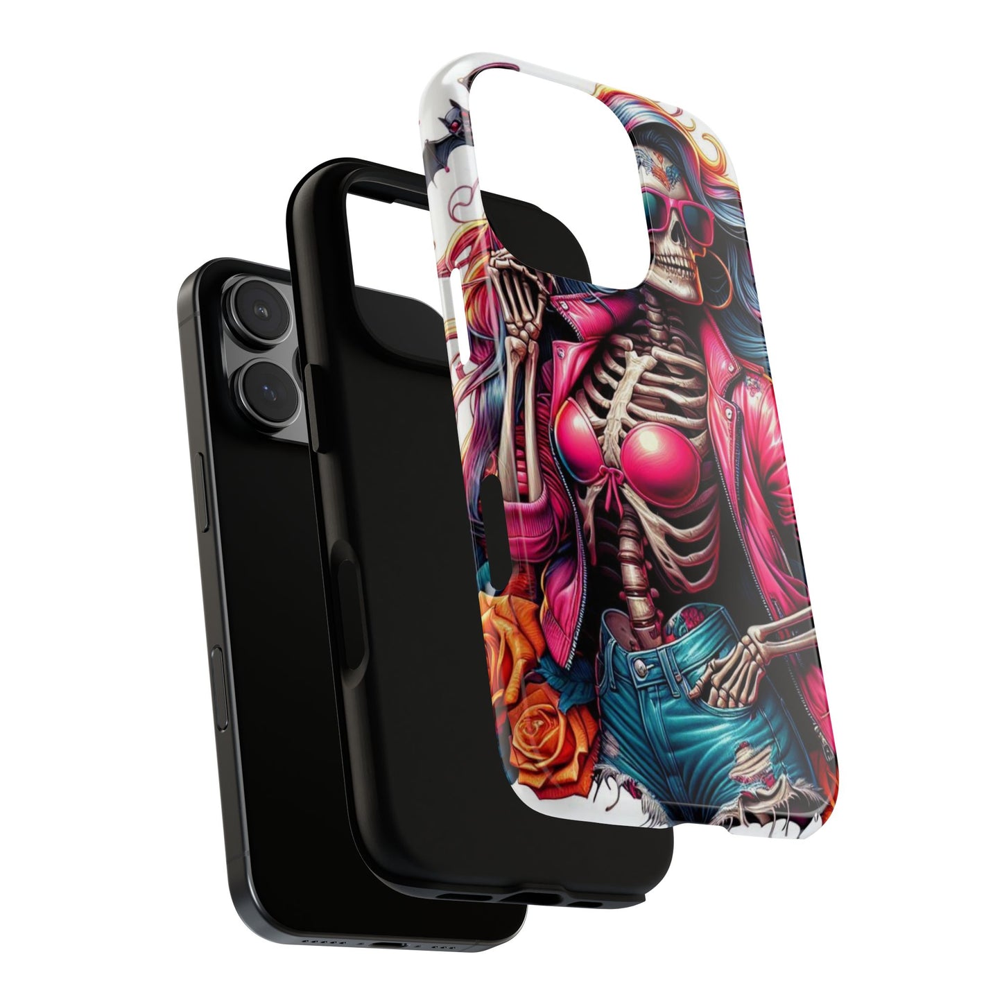 Neon Bones – Retro Skeleton & Vibrant Punk Aesthetic Mobile Cover